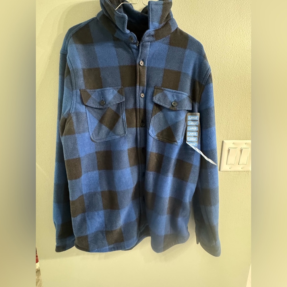 Boston Traders Blue and Black Checkered Shirt Jacket